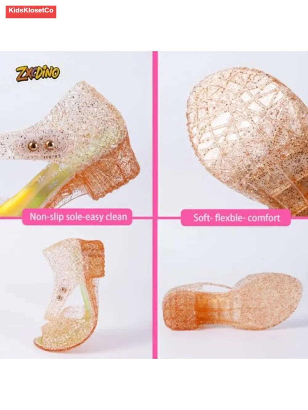 Girls Princess Jelly Wedge Sandals Glitter Costume Party Shoes